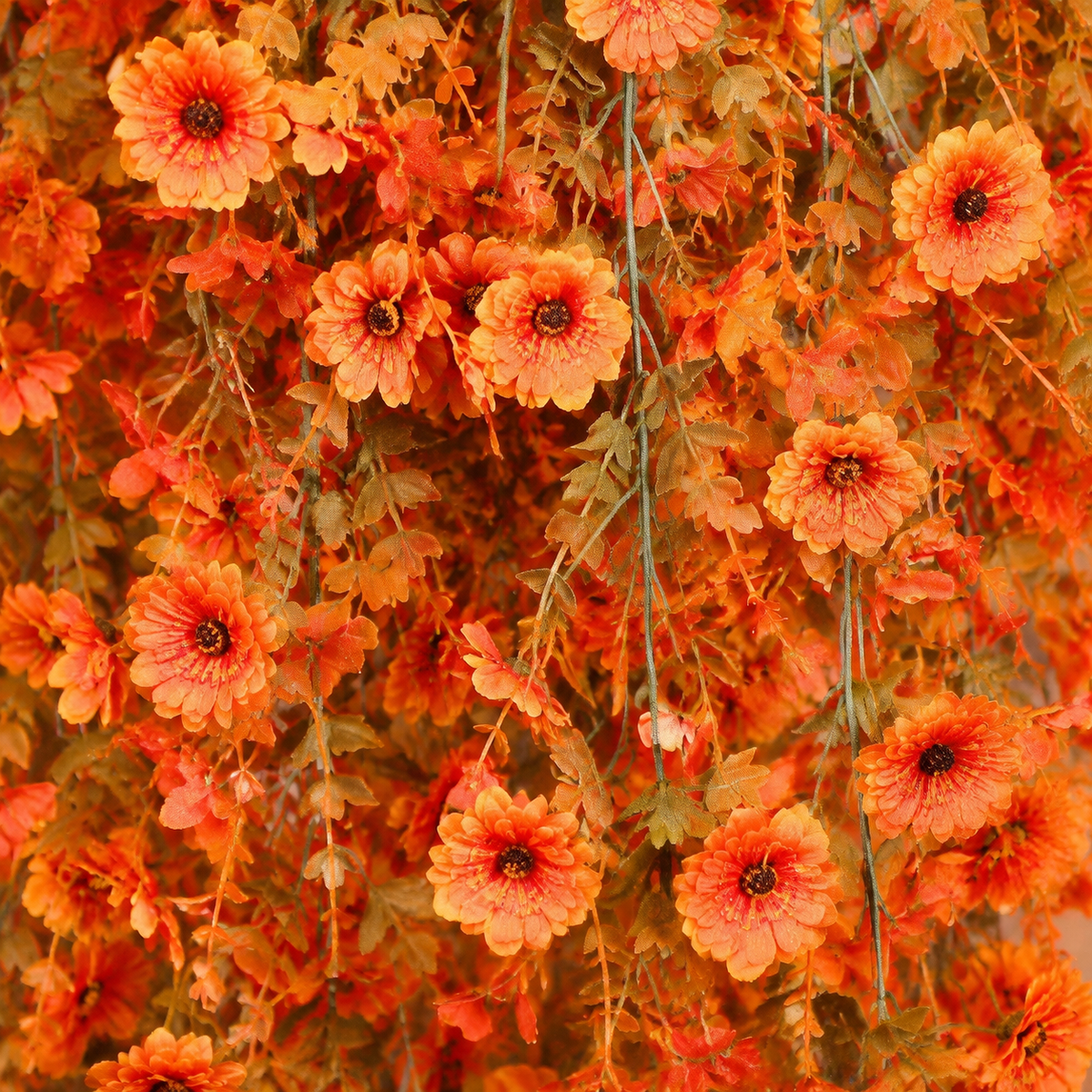 Four Orange Artificial Trailing Flower Stems