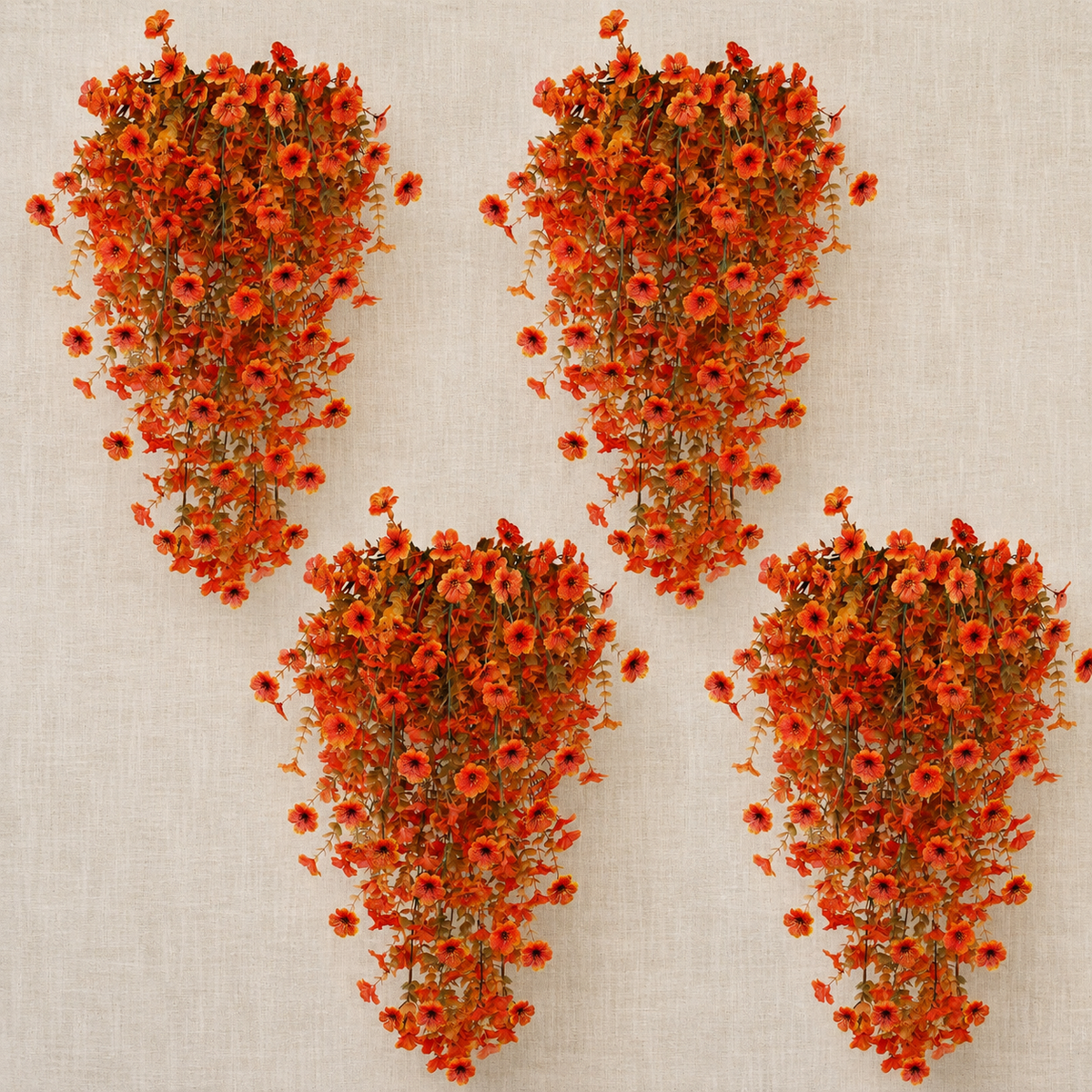 Four Orange Artificial Trailing Flower Stems