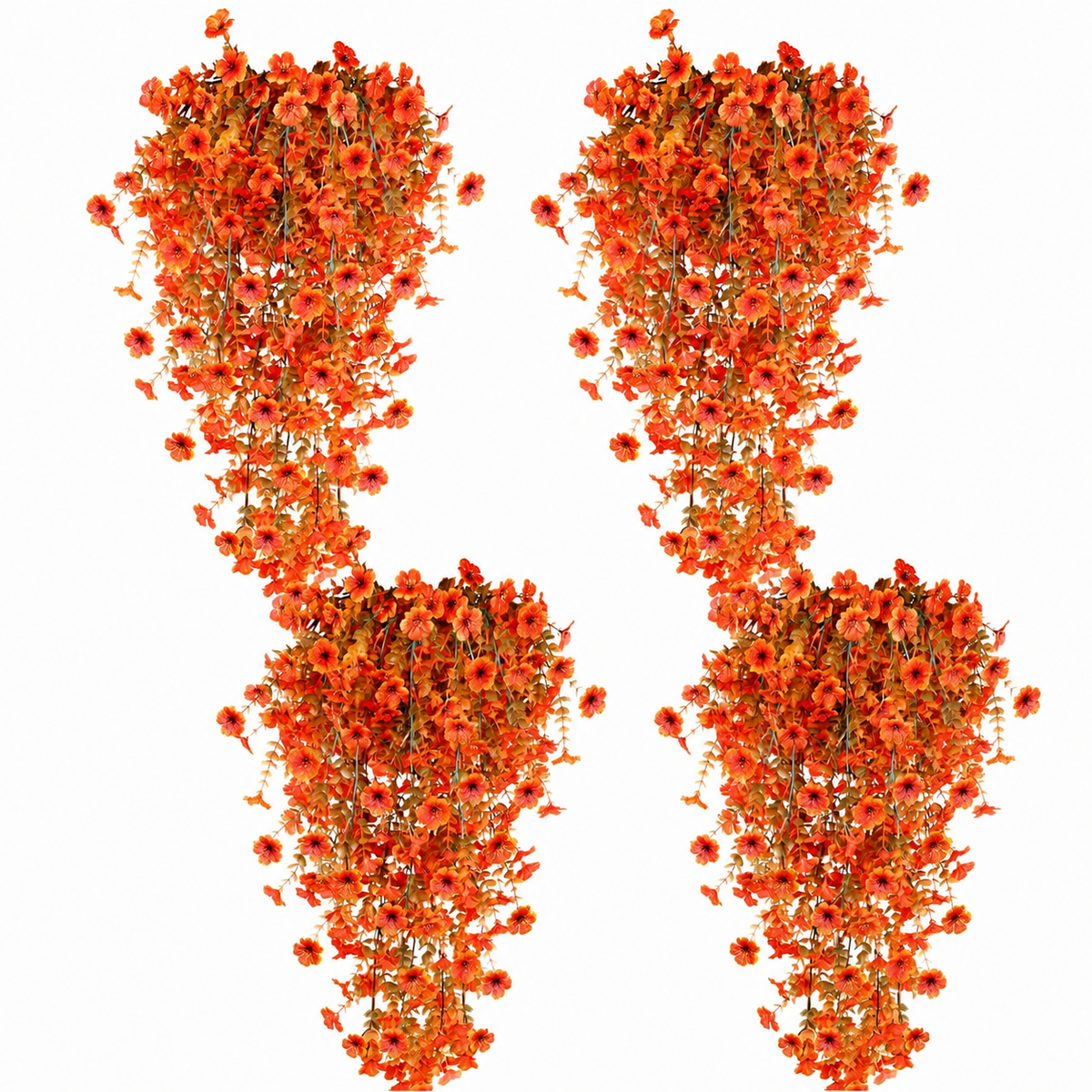 Four Orange Artificial Trailing Flower Stems
