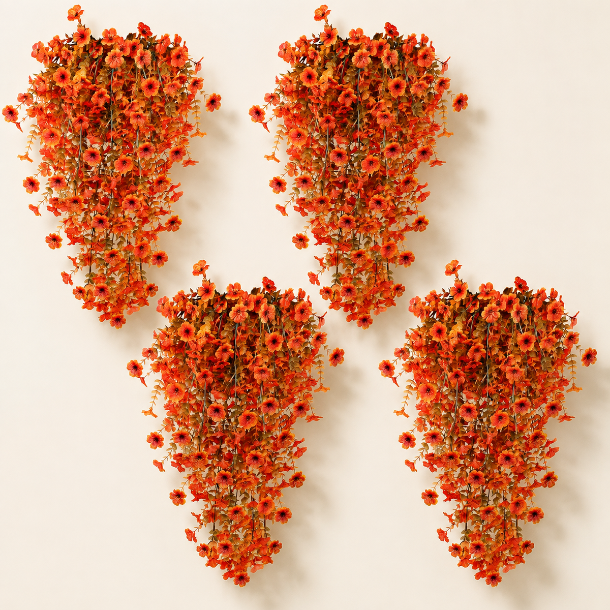 Four Orange Artificial Trailing Flower Stems