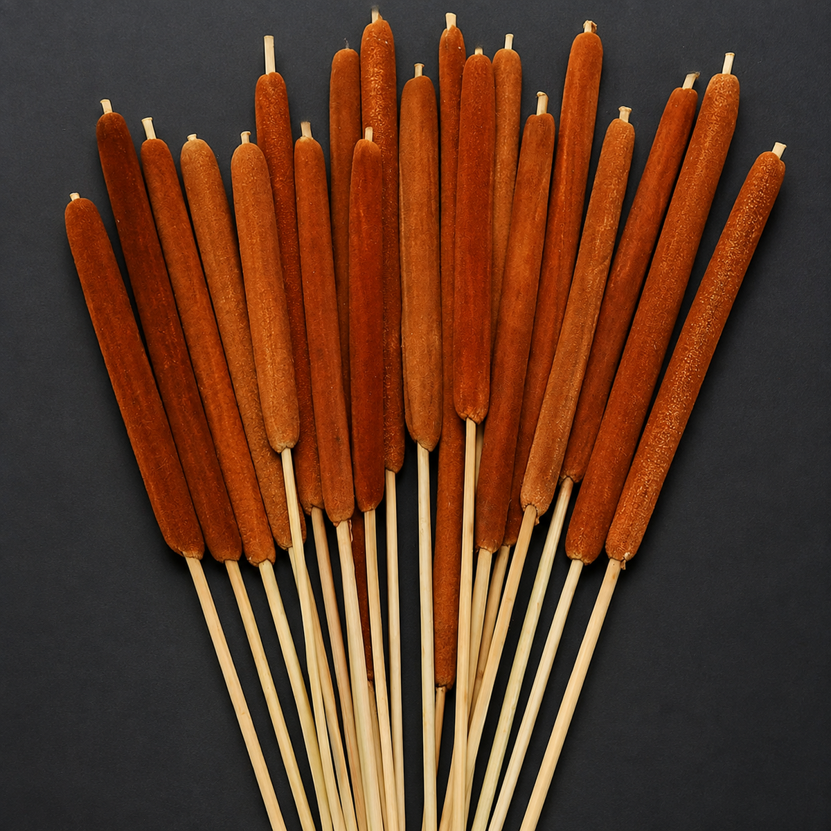 20 Natural Dried Cattail Stems for Floral Arrangements