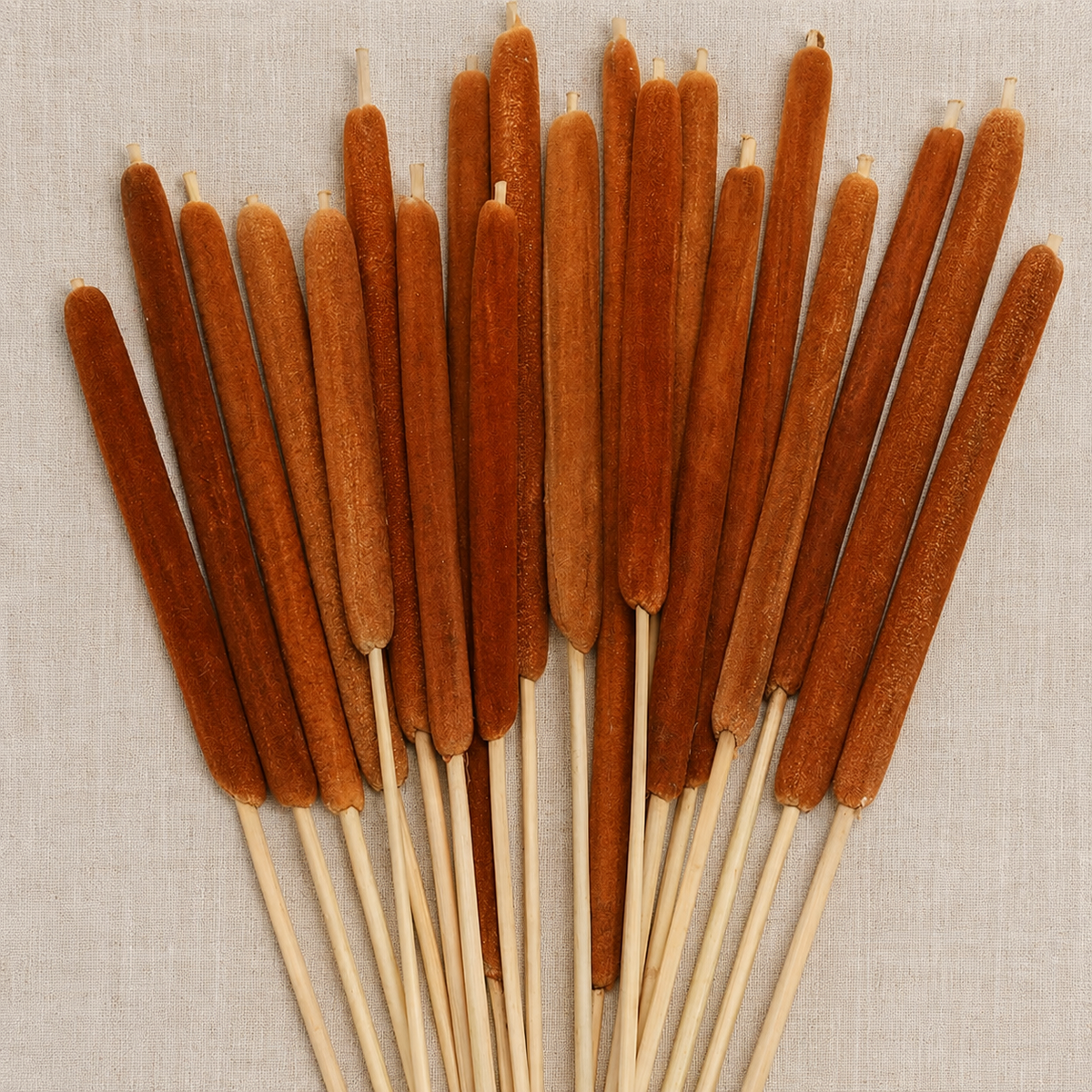 20 Natural Dried Cattail Stems for Floral Arrangements