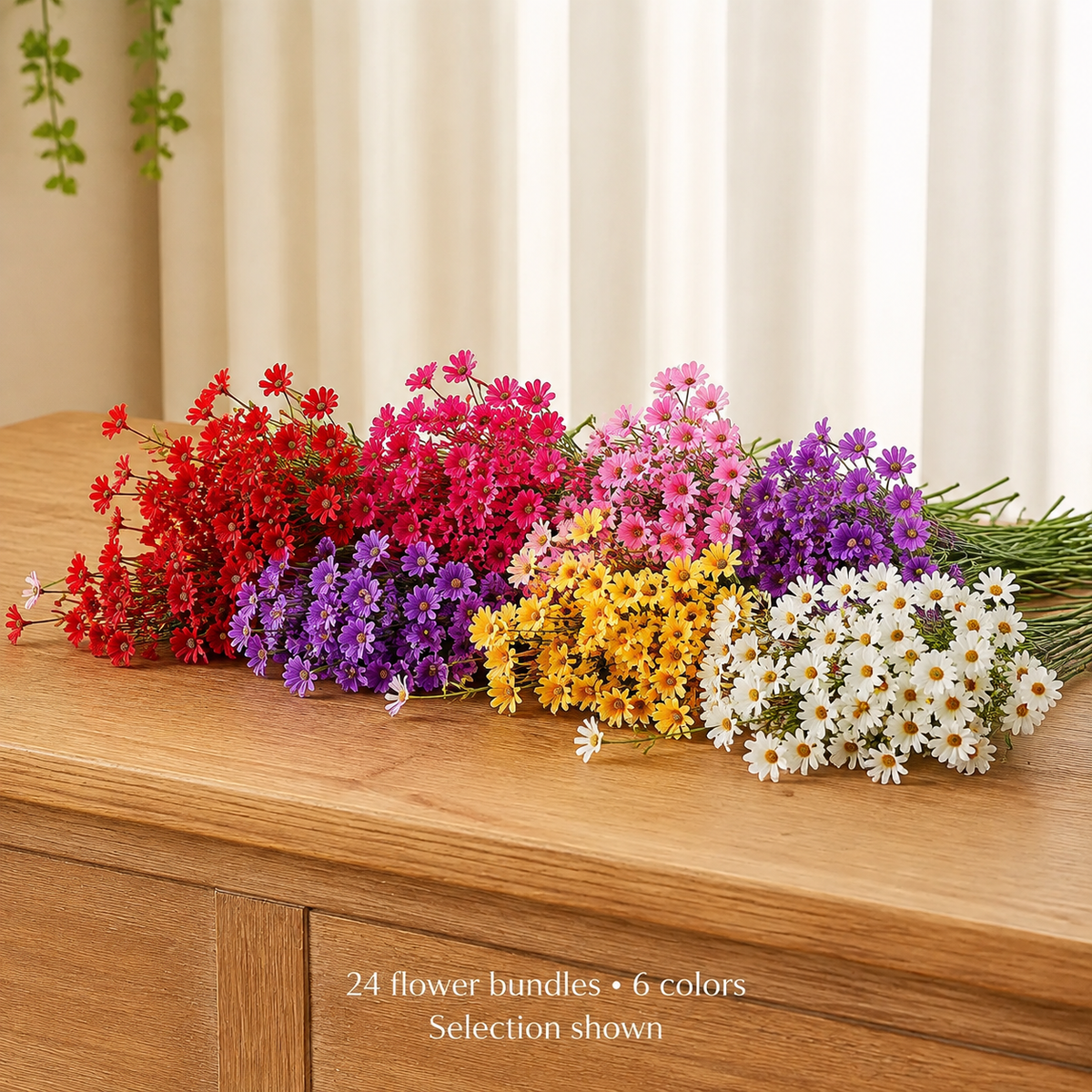 24 Artificial Flower Bundles in 6 Colors, Mixed Faux Blooms for DIY Floral Arrangements — styled view 4