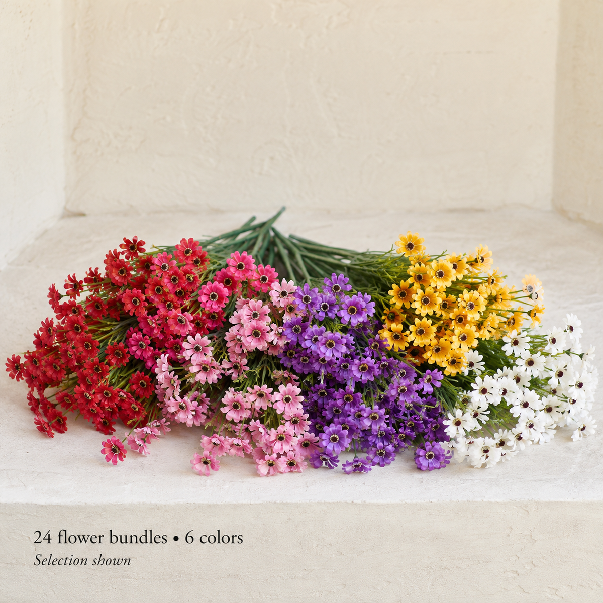24 Artificial Flower Bundles in 6 Colors, Mixed Faux Blooms for DIY Floral Arrangements — styled view 6