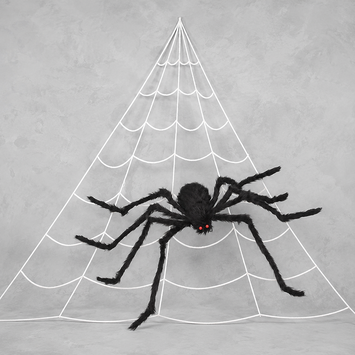 Giant Spider and White Triangular Web Set, 200 Inch Halloween Web with 59 Inch Black Spider, product view 2