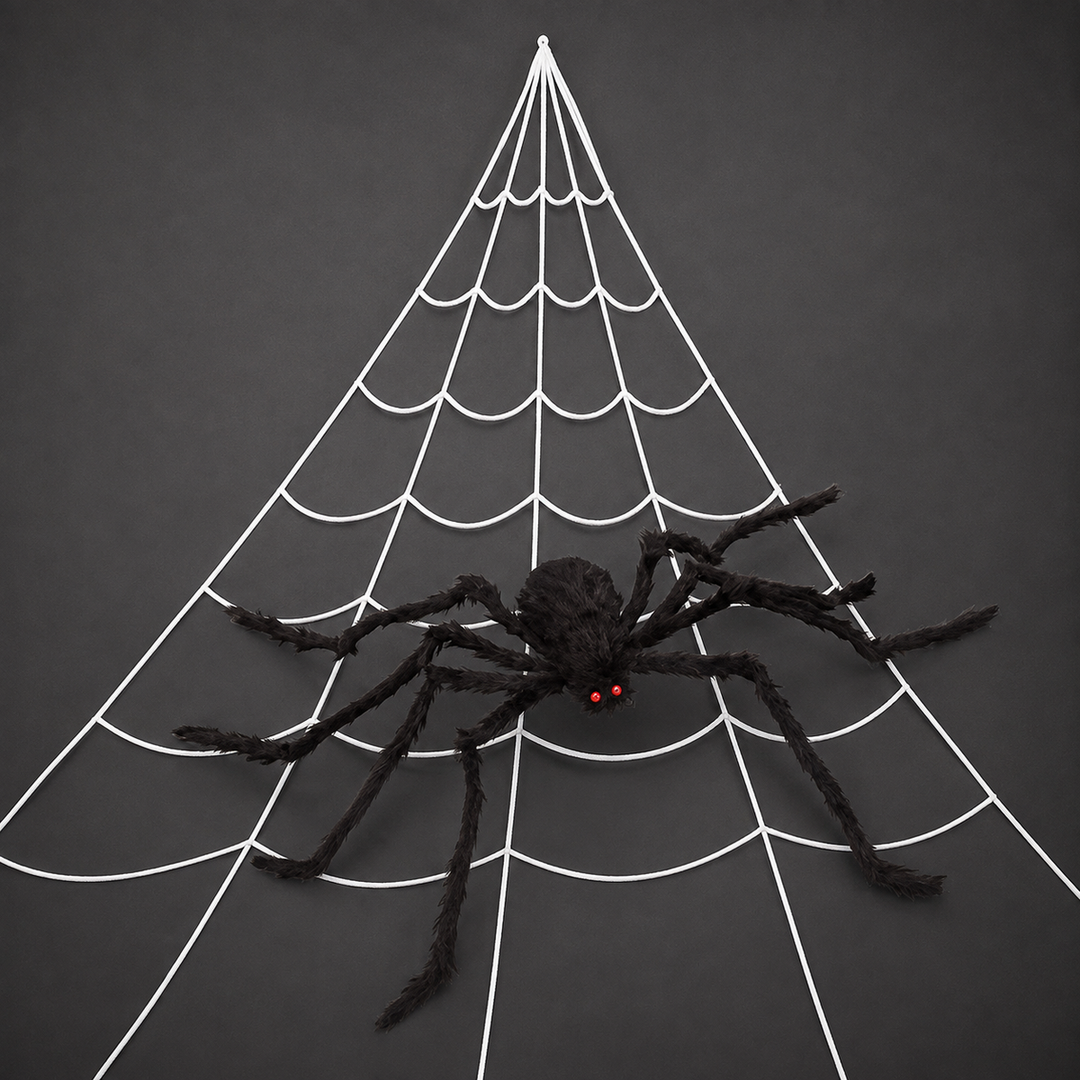 Giant Spider and White Triangular Web Set, 200 Inch Halloween Web with 59 Inch Black Spider, product view 3
