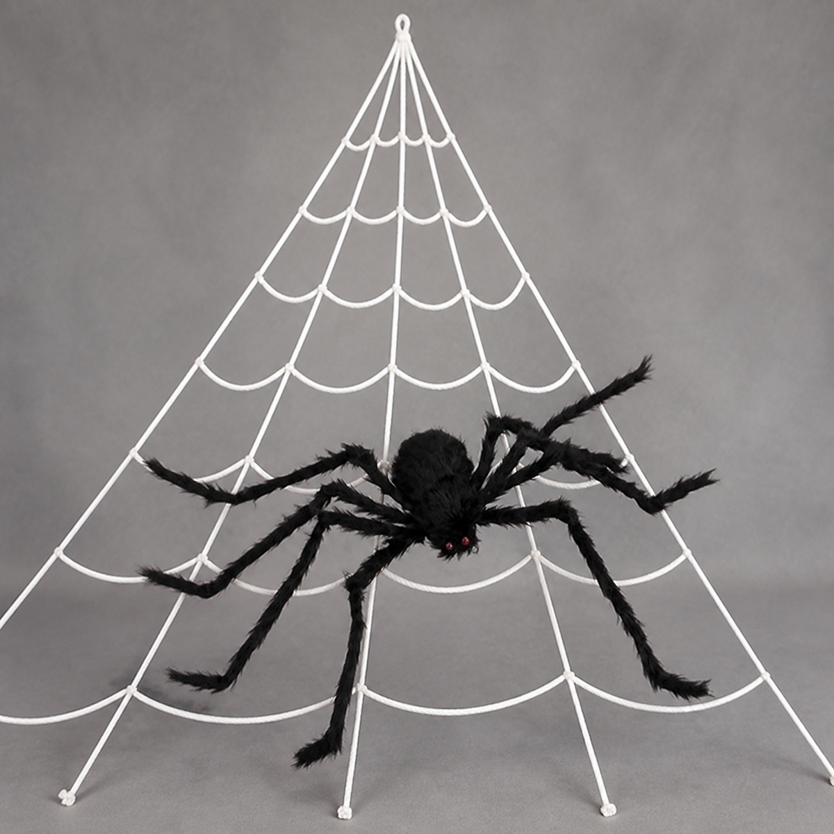 Giant Spider and White Triangular Web Set, 200 Inch Halloween Web with 59 Inch Black Spider, product view 5