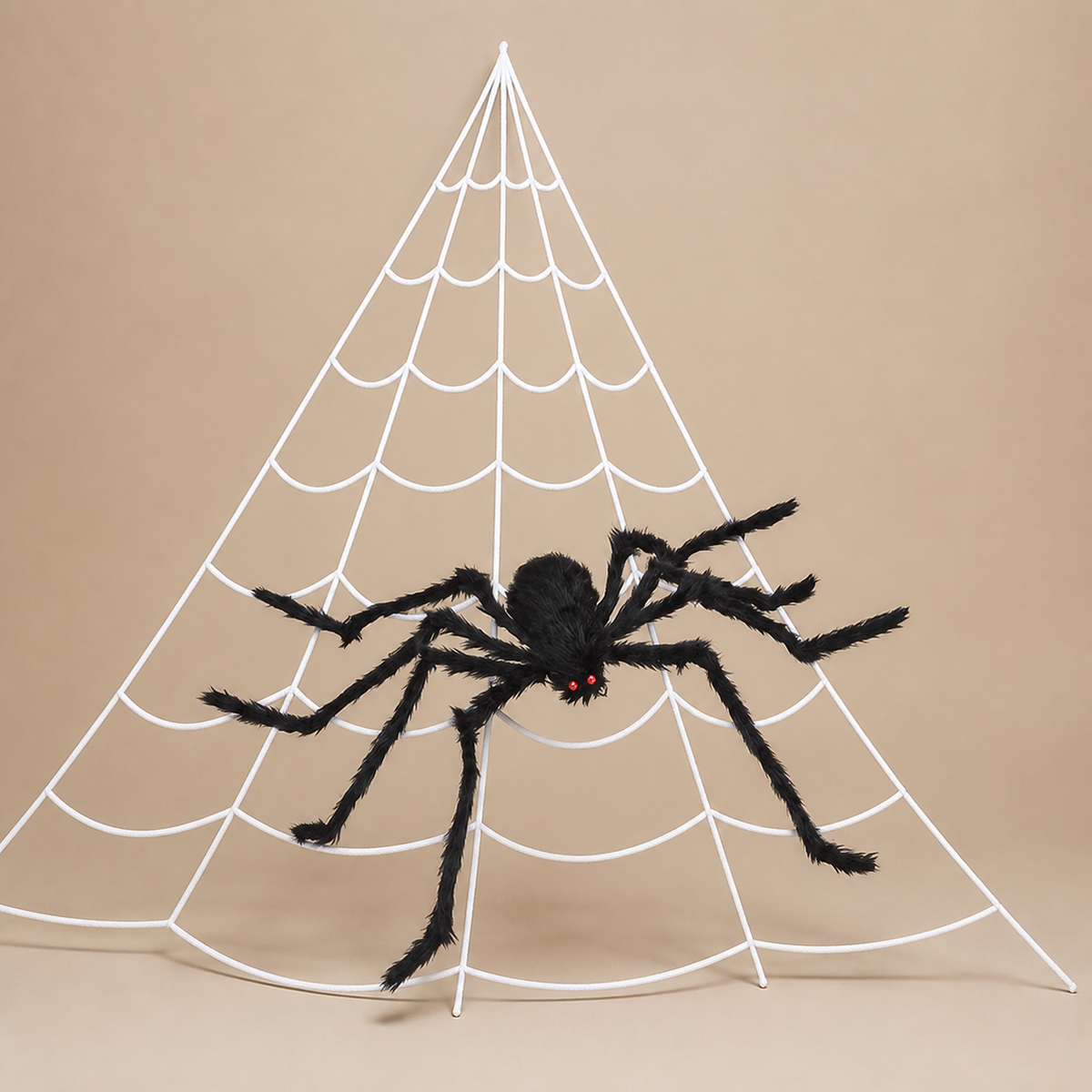 Giant Spider and White Triangular Web Set, 200 Inch Halloween Web with 59 Inch Black Spider, product view 6