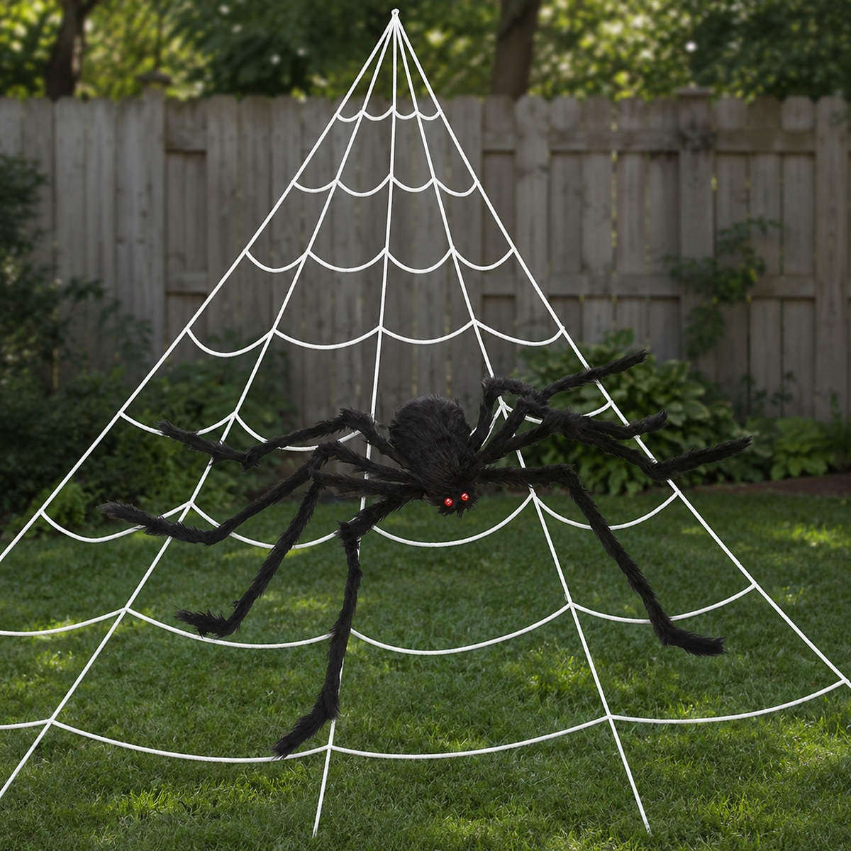 Giant Spider and White Triangular Web Set, 200 Inch Halloween Web with 59 Inch Black Spider, product view 7