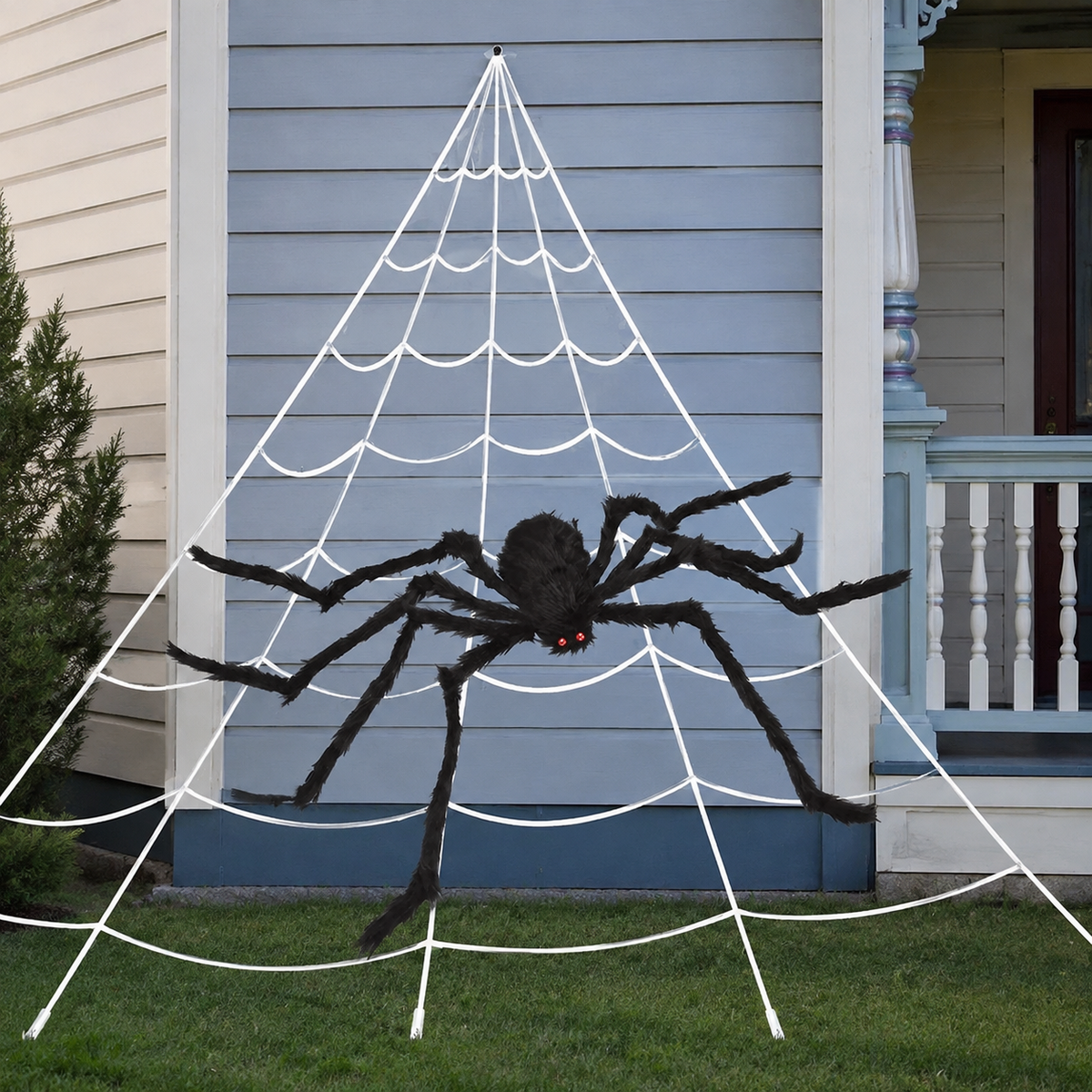 Giant Spider and White Triangular Web Set, 200 Inch Halloween Web with 59 Inch Black Spider, product view 8