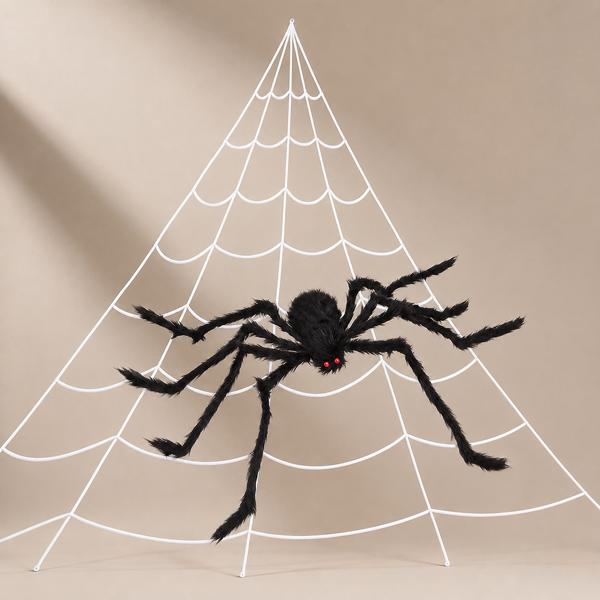 Giant Spider and White Triangular Web Set, 200 Inch Halloween Web with 59 Inch Black Spider, product view 9