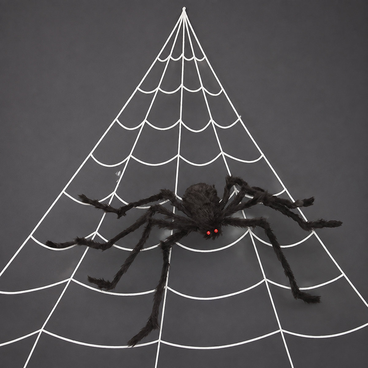 Giant Spider and White Triangular Web Set, 200 Inch Halloween Web with 59 Inch Black Spider, product view 10