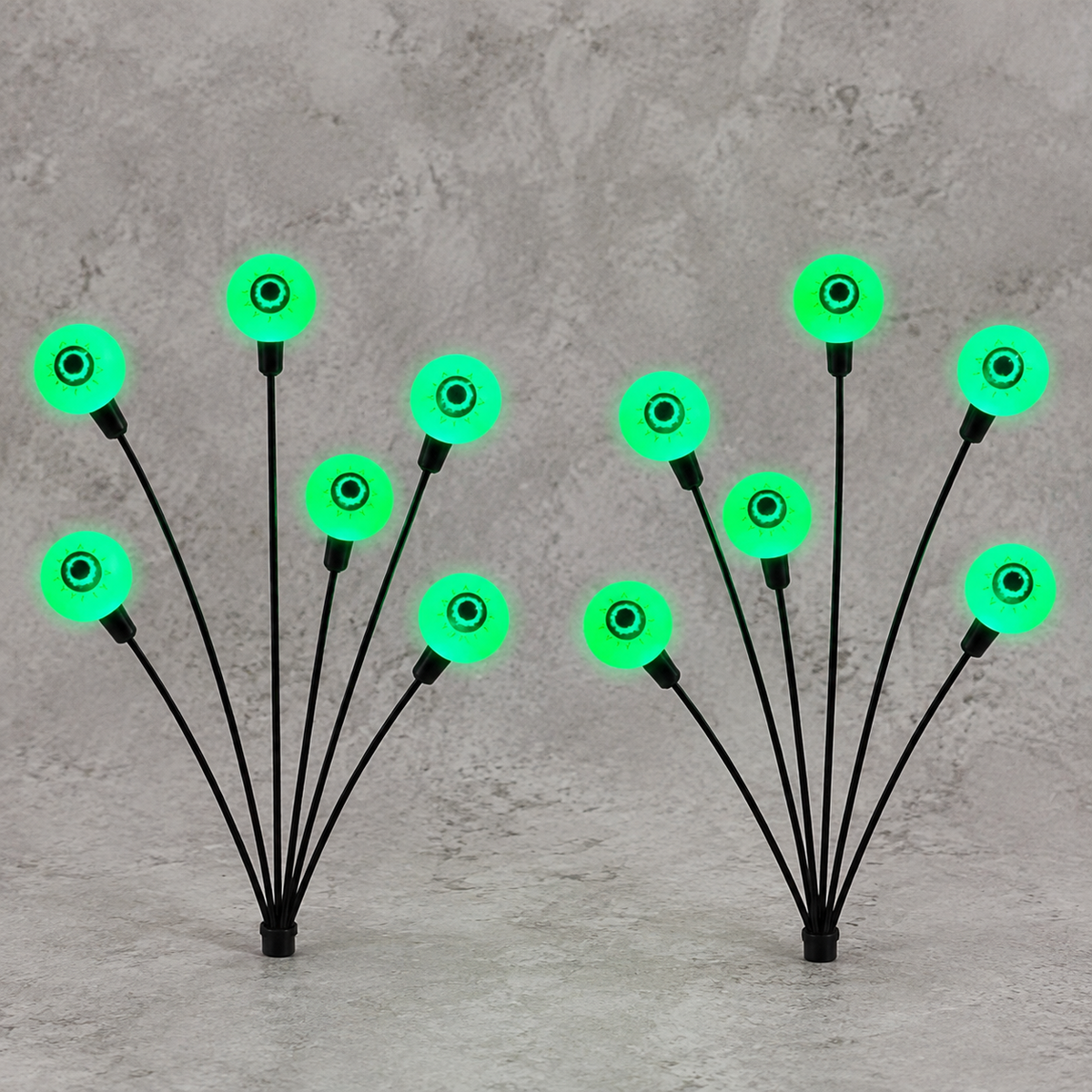 Green Solar Eyeball Lights, Set of 2 Stakes with 12 LEDs for Halloween Garden and Pathway Decor, product view 2