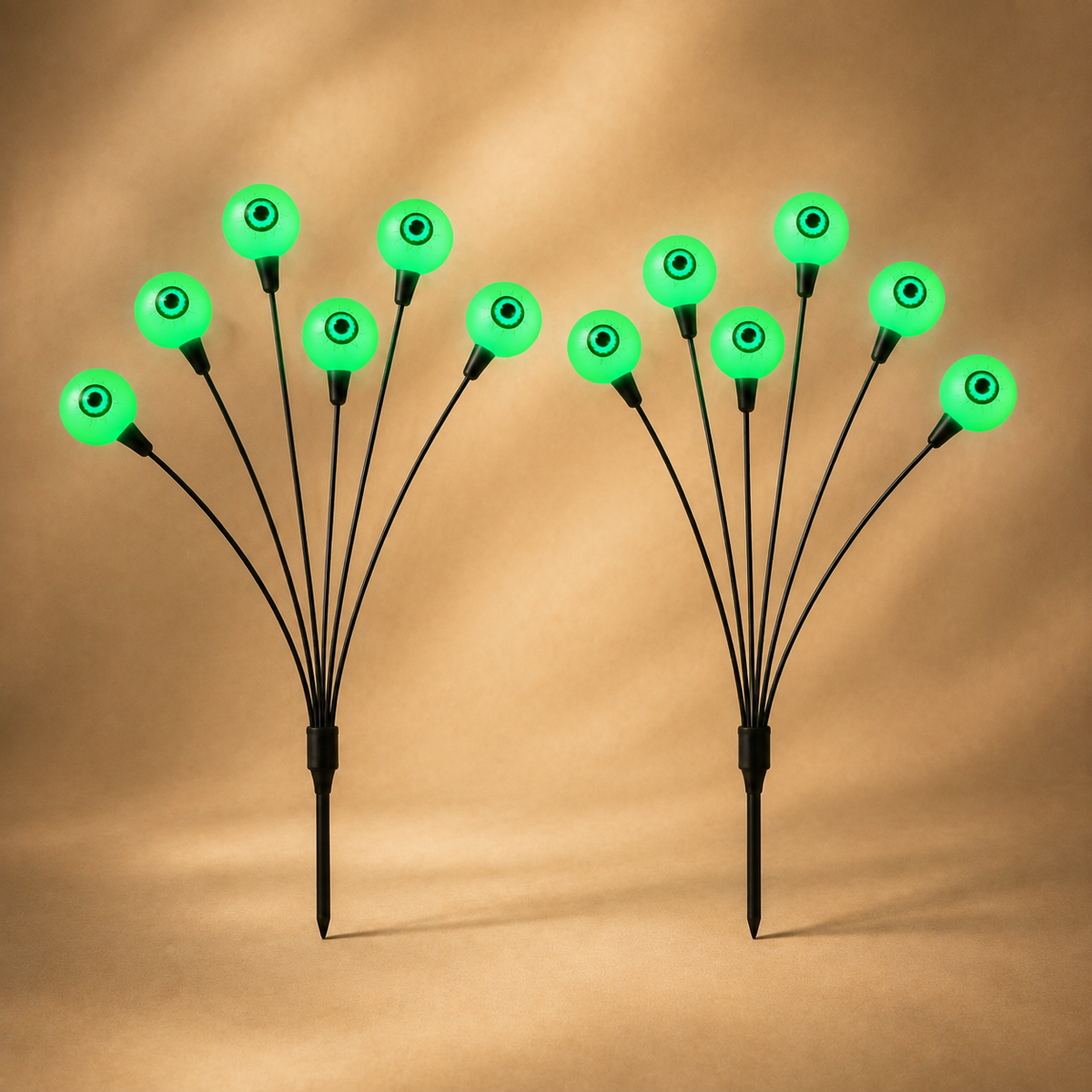 Green Solar Eyeball Lights, Set of 2 Stakes with 12 LEDs for Halloween Garden and Pathway Decor, product view 4
