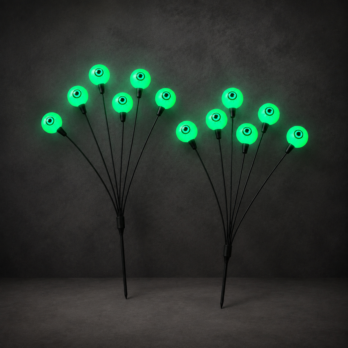 Green Solar Eyeball Lights, Set of 2 Stakes with 12 LEDs for Halloween Garden and Pathway Decor, product view 5