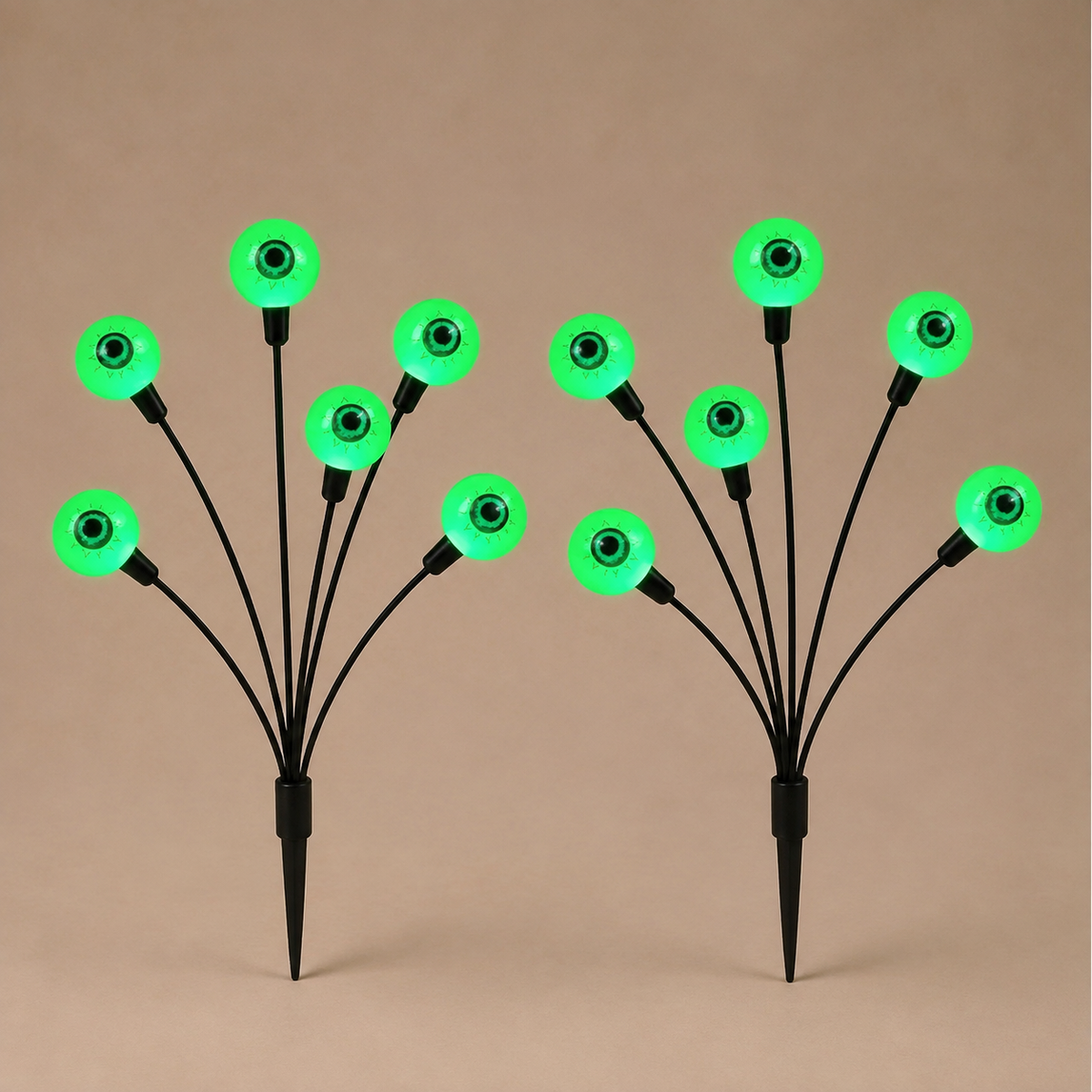 Green Solar Eyeball Lights, Set of 2 Stakes with 12 LEDs for Halloween Garden and Pathway Decor, product view 6