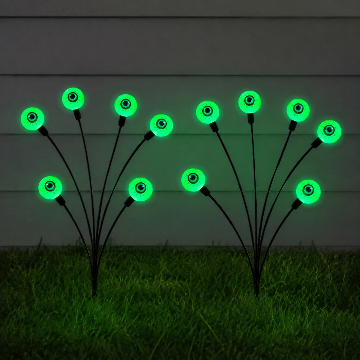 Green Solar Eyeball Lights, Set of 2 Stakes with 12 LEDs for Halloween Garden and Pathway Decor, product view 8