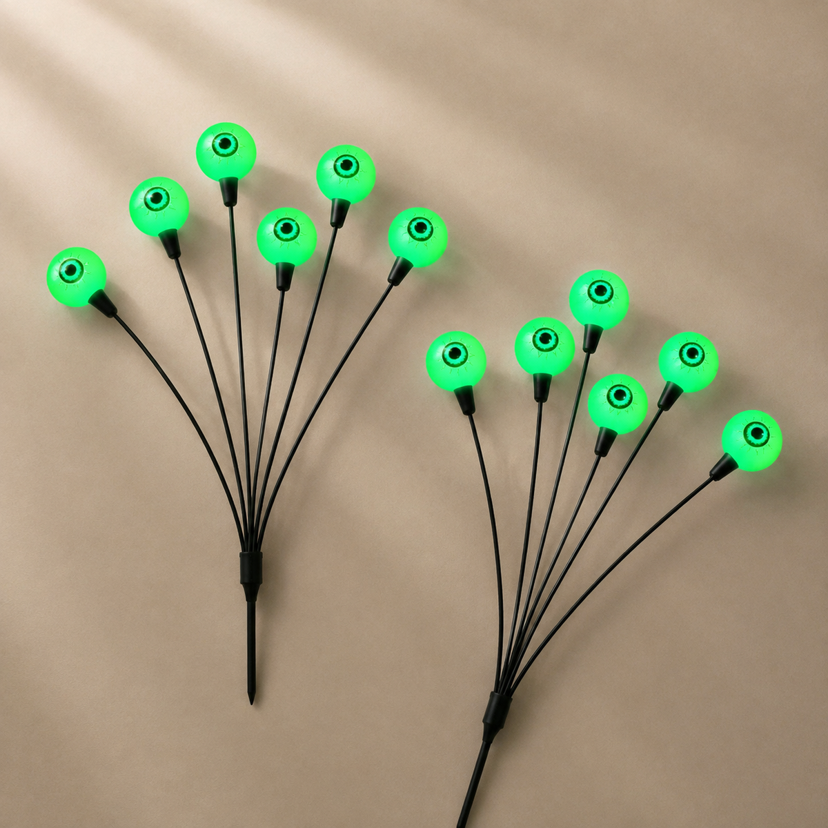 Green Solar Eyeball Lights, Set of 2 Stakes with 12 LEDs for Halloween Garden and Pathway Decor, product view 9