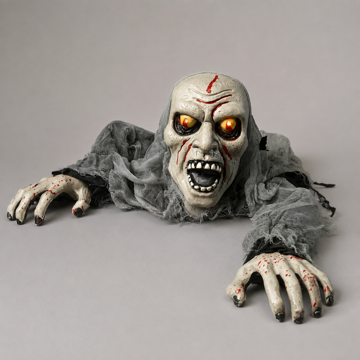 Zombie Groundbreaker with Light Up Eyes and Sound, Gray Gauze Halloween Yard Prop, product view 2