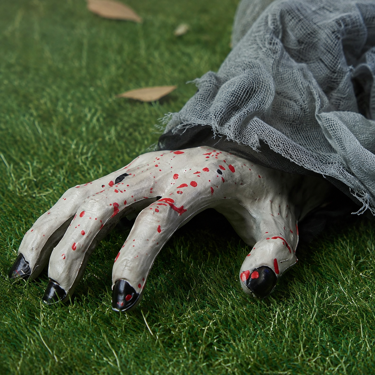 Zombie Groundbreaker with Light Up Eyes and Sound, Gray Gauze Halloween Yard Prop, product view 5