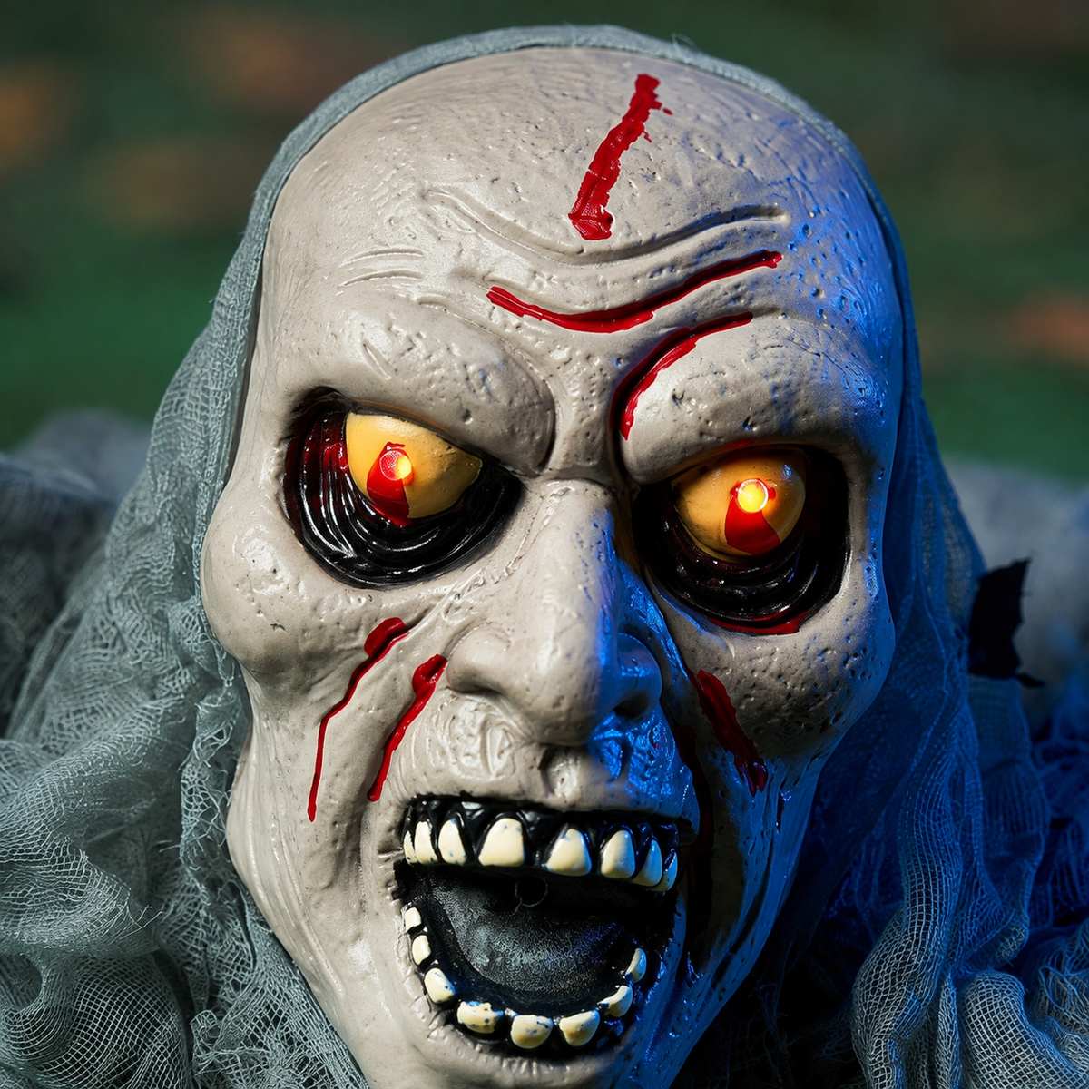 Zombie Groundbreaker with Light Up Eyes and Sound, Gray Gauze Halloween Yard Prop, product view 7