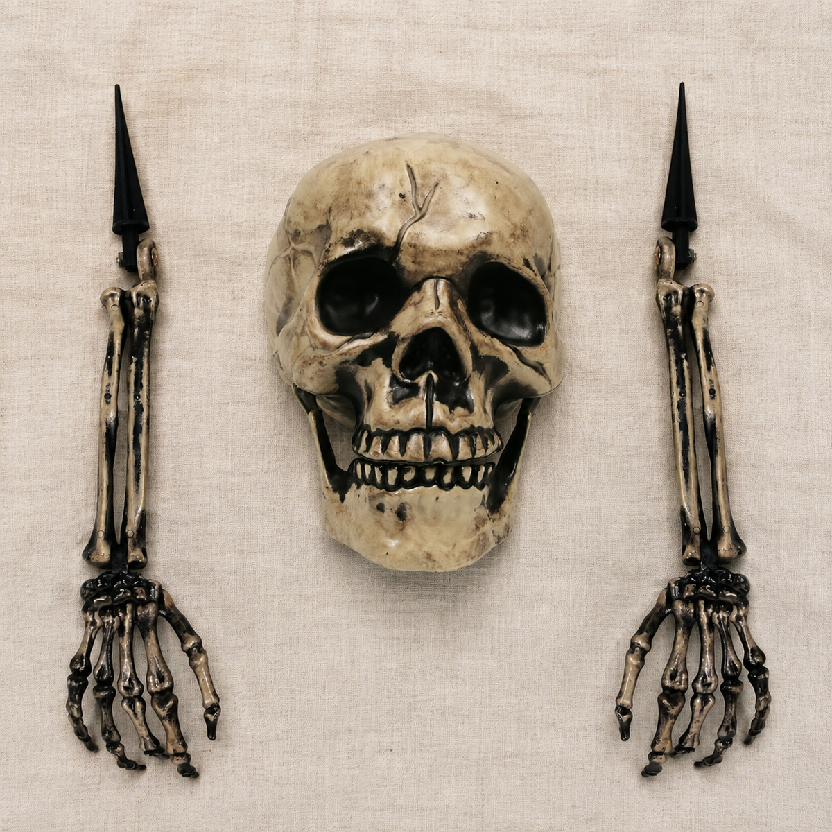 Beige Skeleton Skull and Two Arm Stakes, Halloween Groundbreaker Garden Decoration, product view 9