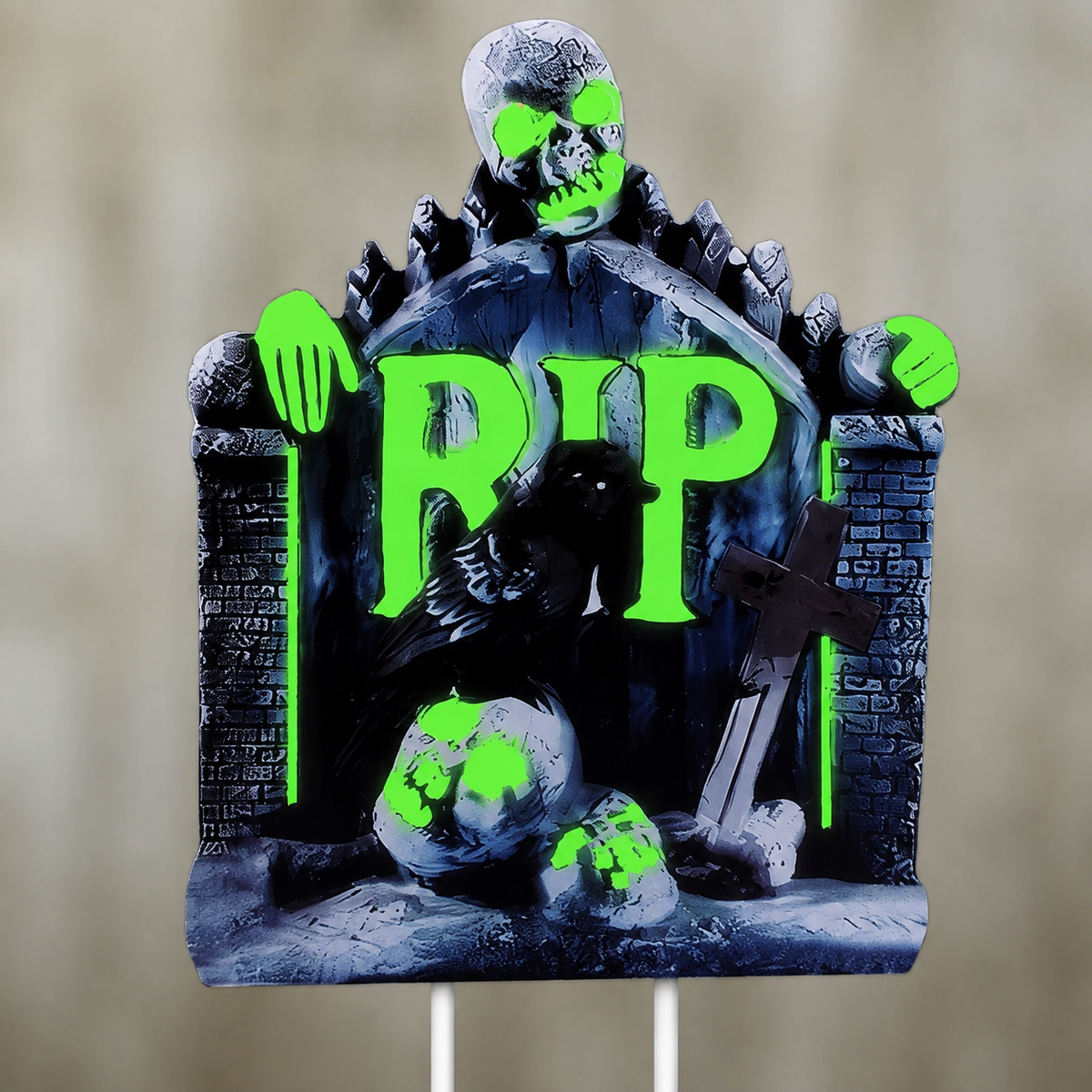 Set of 6 Glow in the Dark Tombstone Yard Signs with Stakes, Halloween Graveyard Decorations, product view 5