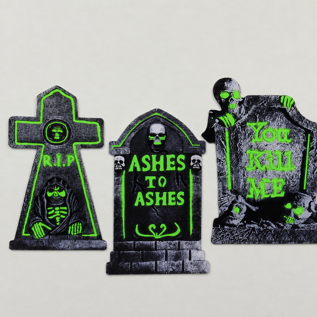 Set of 6 Glow in the Dark Tombstone Yard Signs with Stakes, Halloween Graveyard Decorations, product view 9