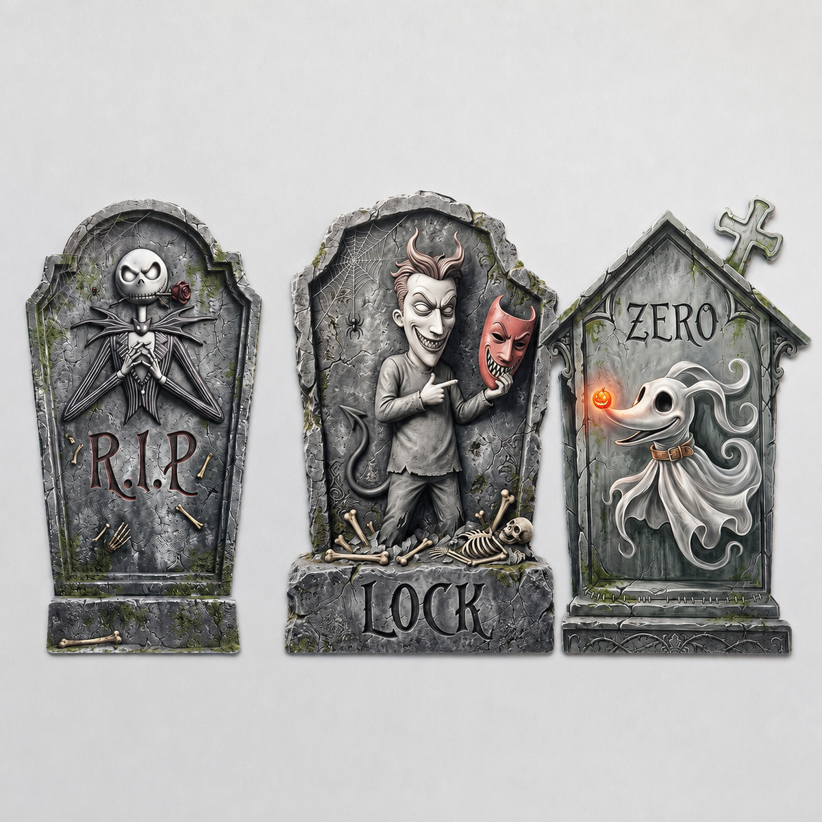 Set of 6 Printed Character Tombstone Yard Signs, 17 Inch Halloween Graveyard Decorations, product view 9