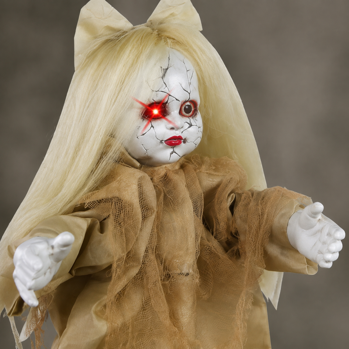 Set of 2 Hanging Clown and Doll Swing Decorations with Red Eye Lights and Sound for Halloween, product view 7