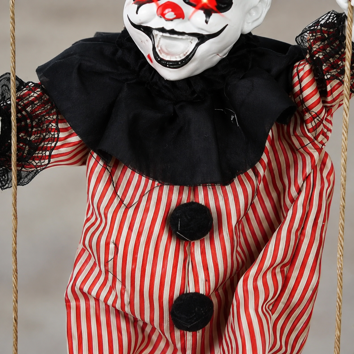 Set of 2 Hanging Clown and Doll Swing Decorations with Red Eye Lights and Sound for Halloween, product view 8