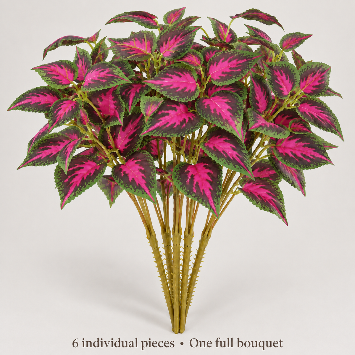 Artificial red-green coleus stems — neutral studio