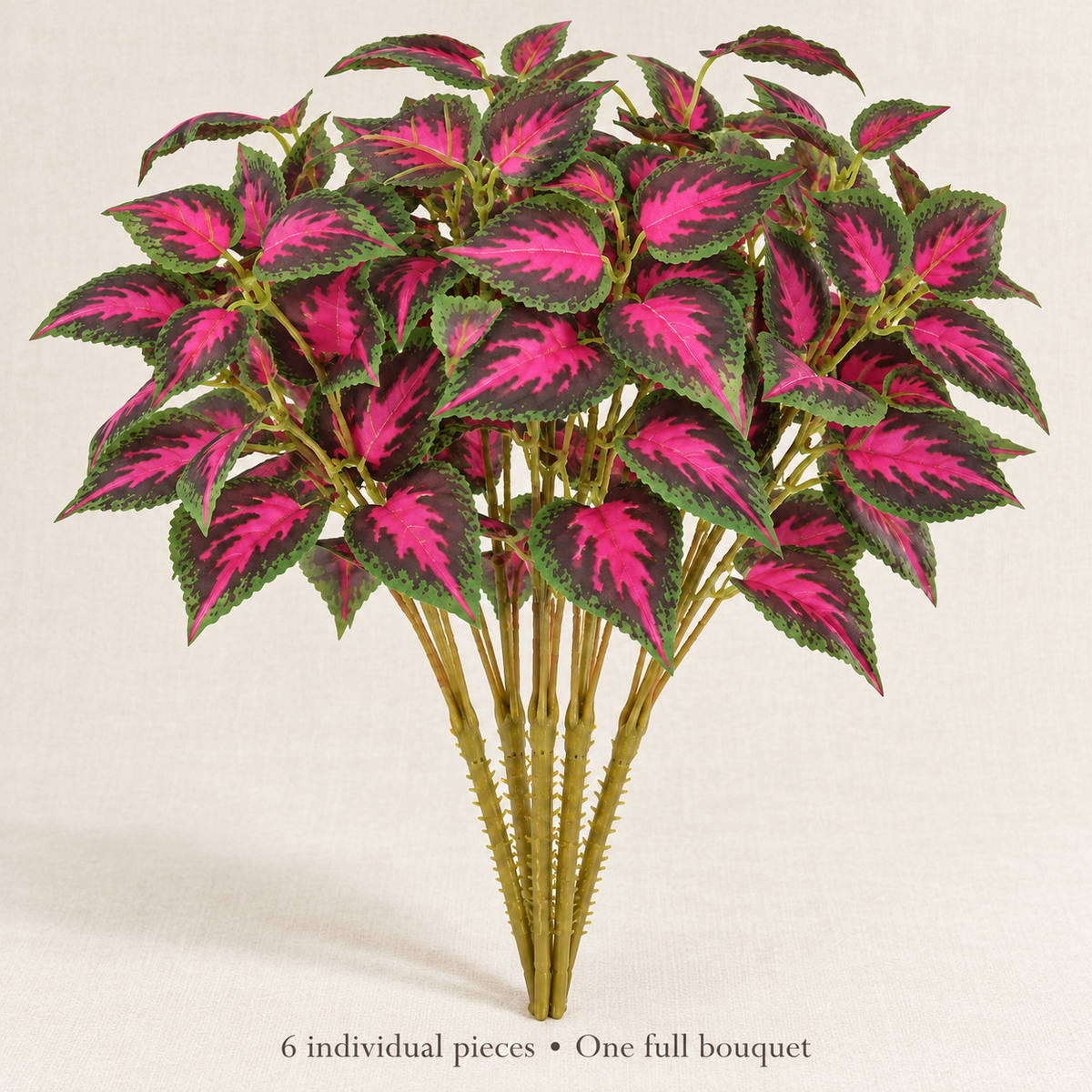Artificial red-green coleus stems — airy portrait