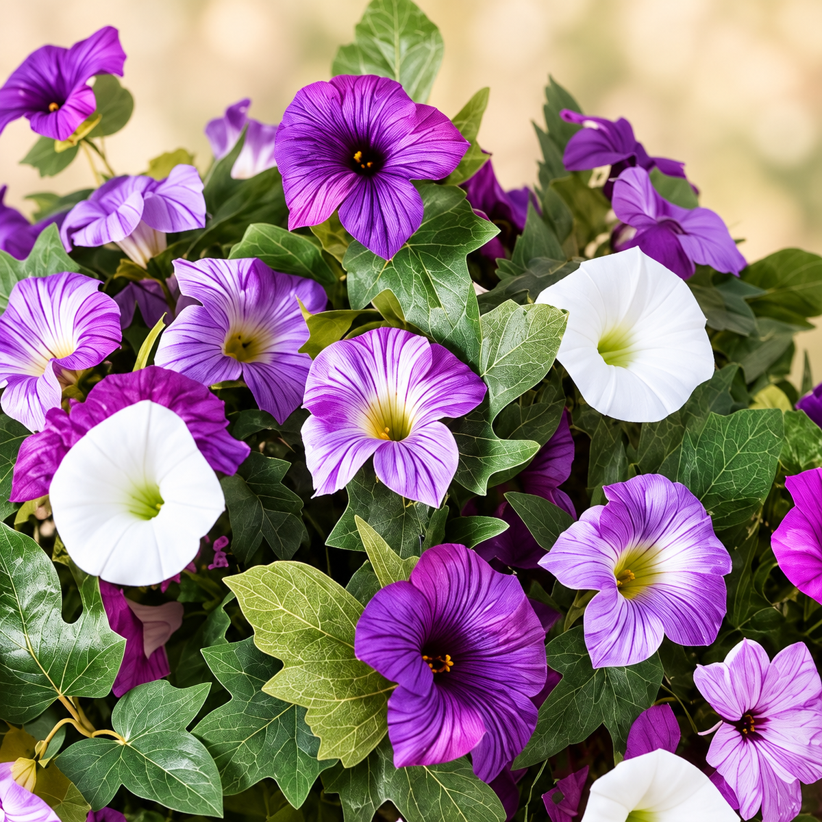 Two purple-white petunia bundles — bloom detail