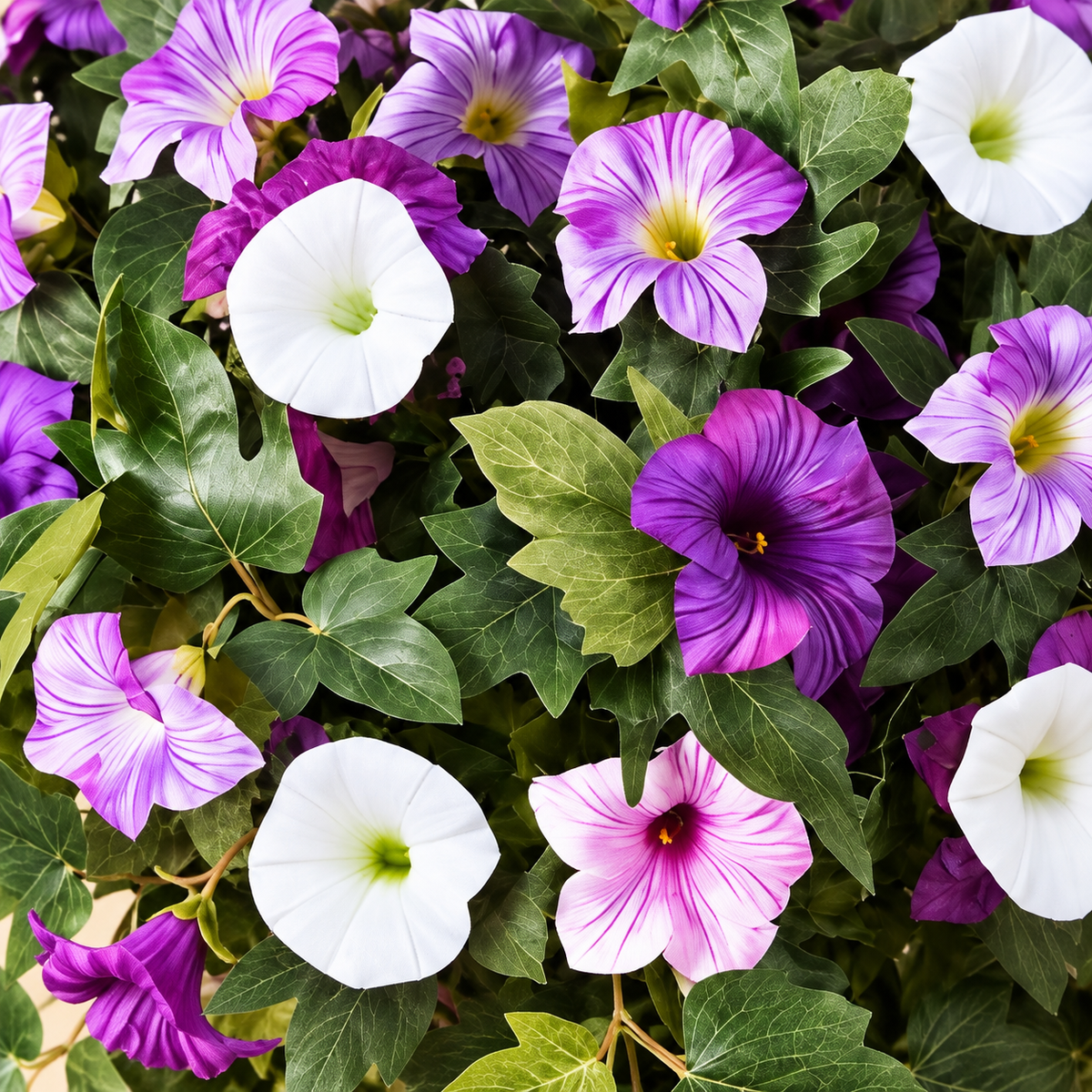 Two purple-white petunia bundles — lower detail