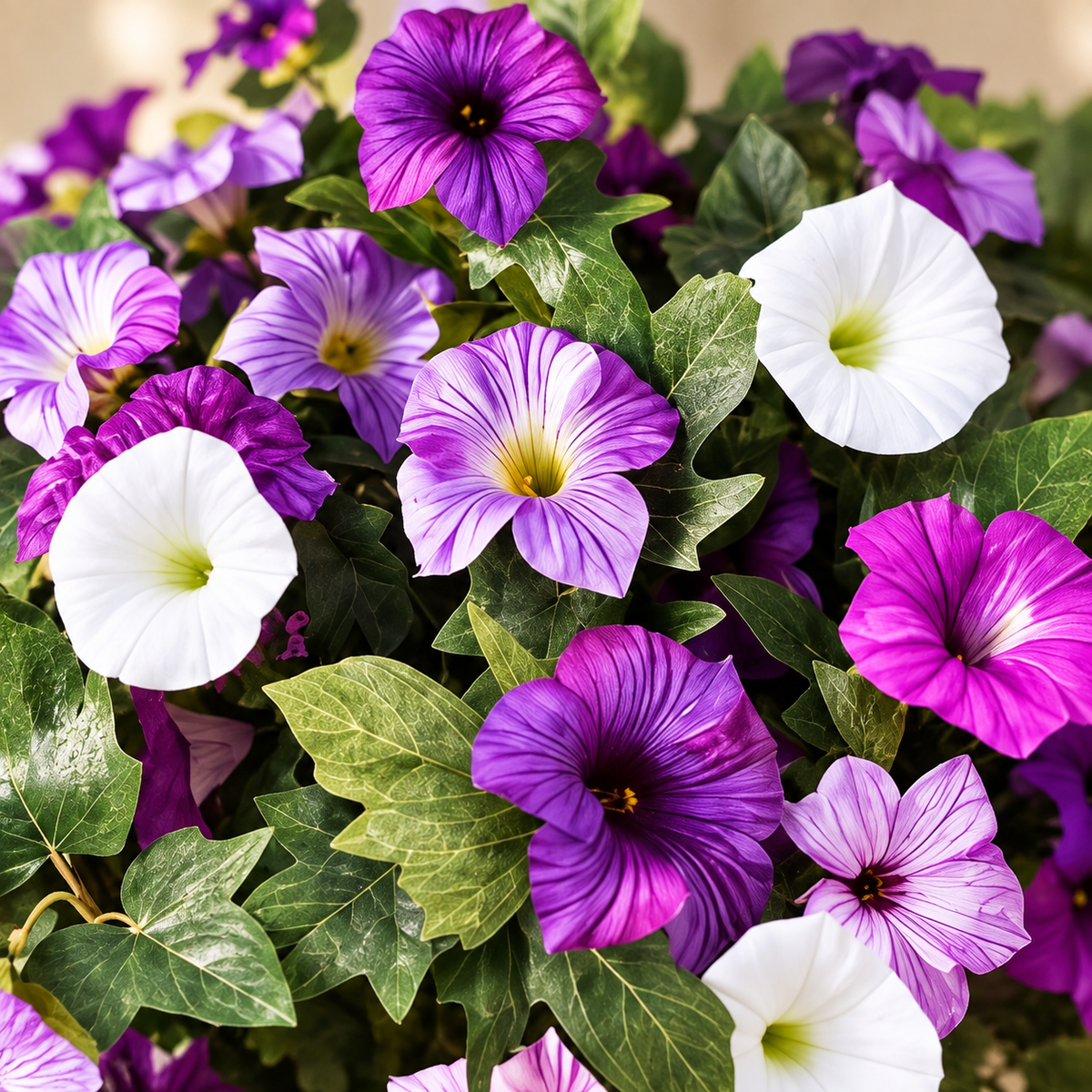 Two purple-white petunia bundles — color detail