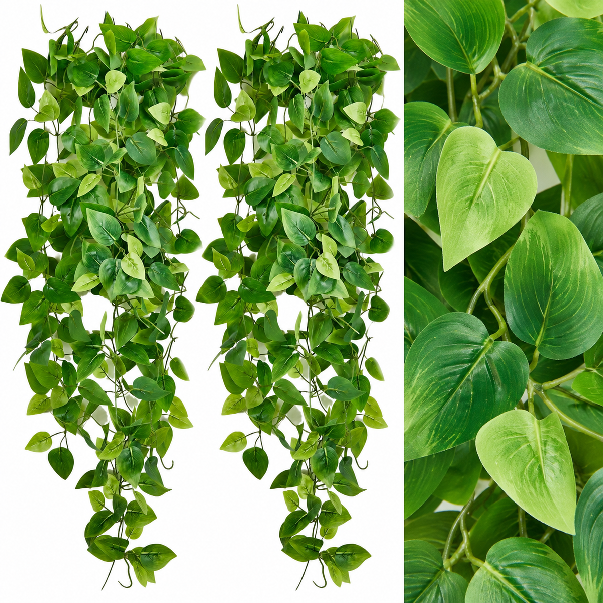 Two artificial trailing ivy bundles without pots - product detail and inclusion view 02