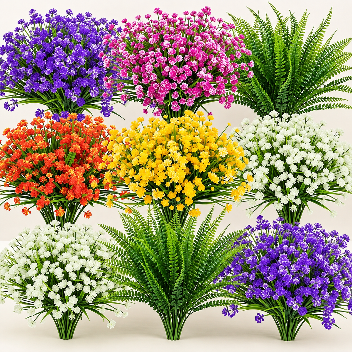 Mixed artificial flower and fern set, 24 bundles - product detail 02
