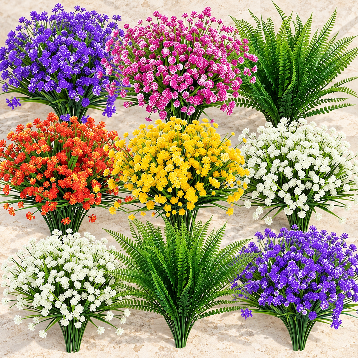 Mixed artificial flower and fern set, 24 bundles - product detail 03