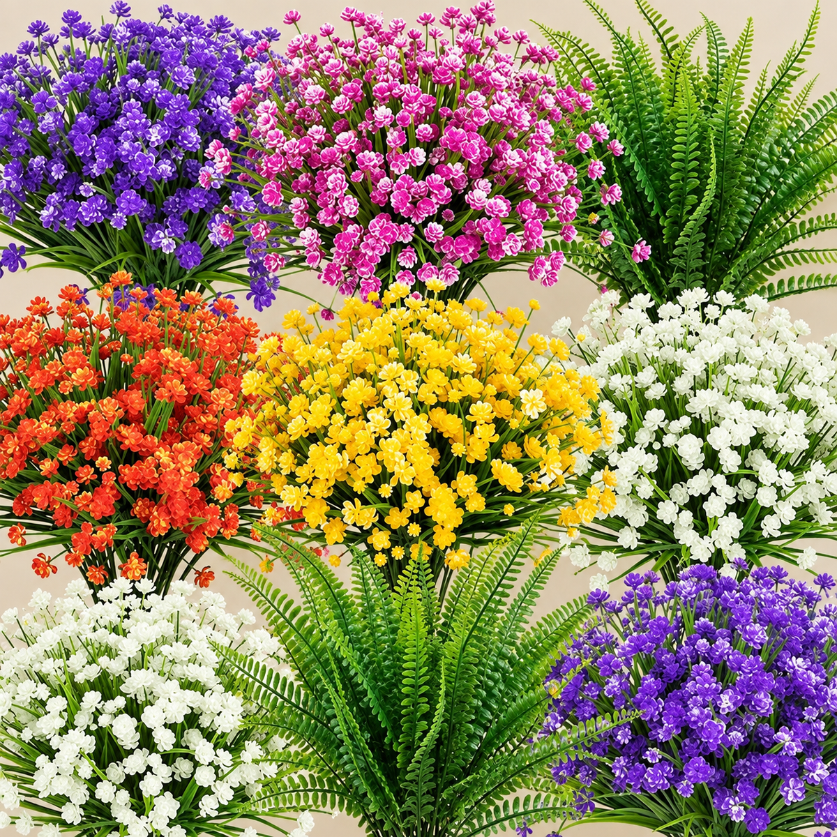 Mixed artificial flower and fern set, 24 bundles - product detail 04