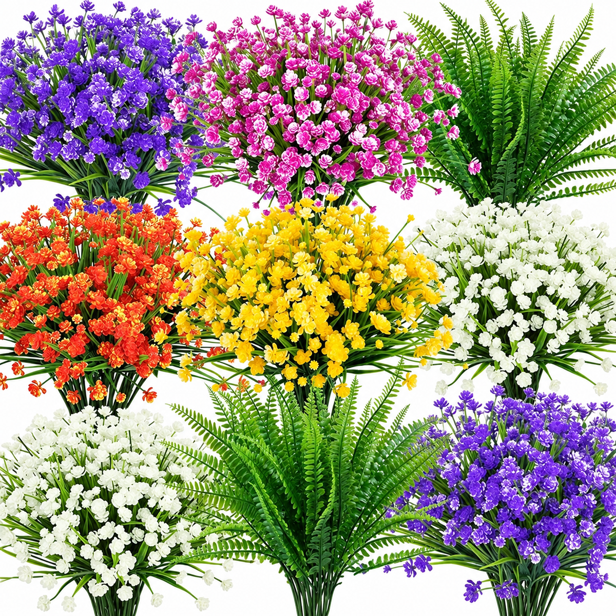 Mixed artificial flower and fern set, 24 bundles - product detail 05