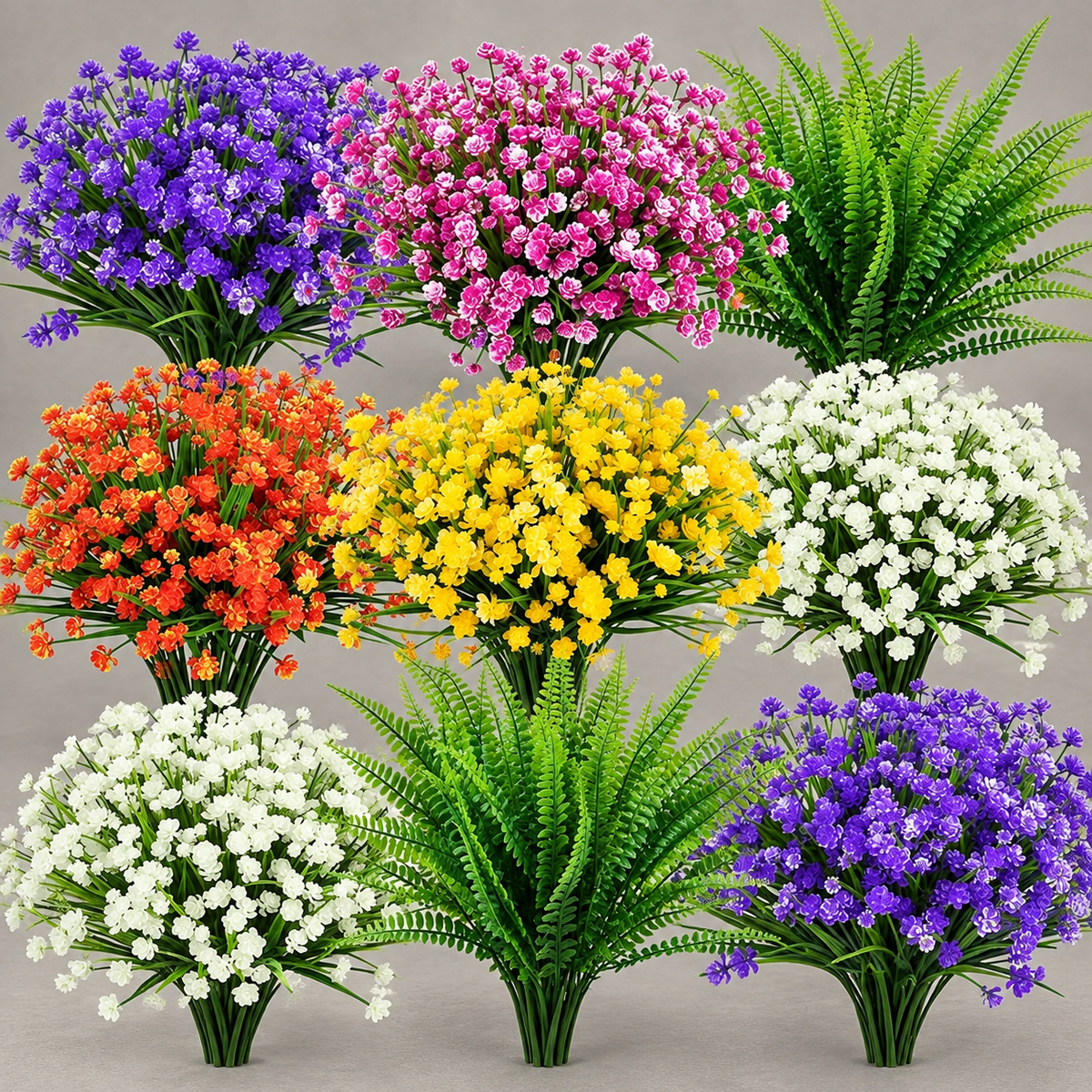 Mixed artificial flower and fern set, 24 bundles - product detail 06