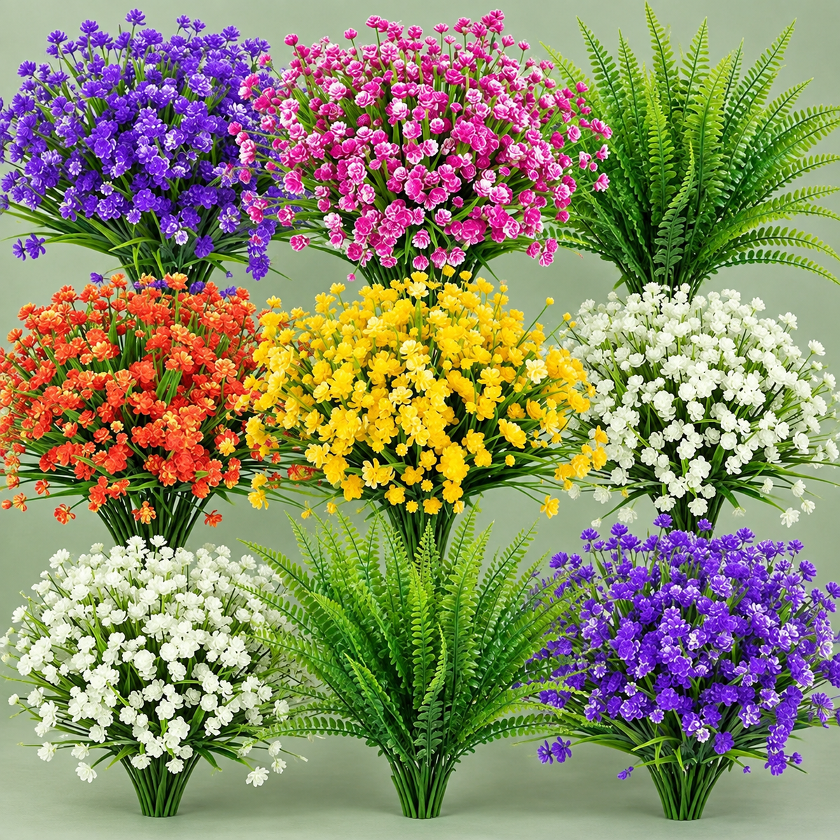 Mixed artificial flower and fern set, 24 bundles - product detail 08