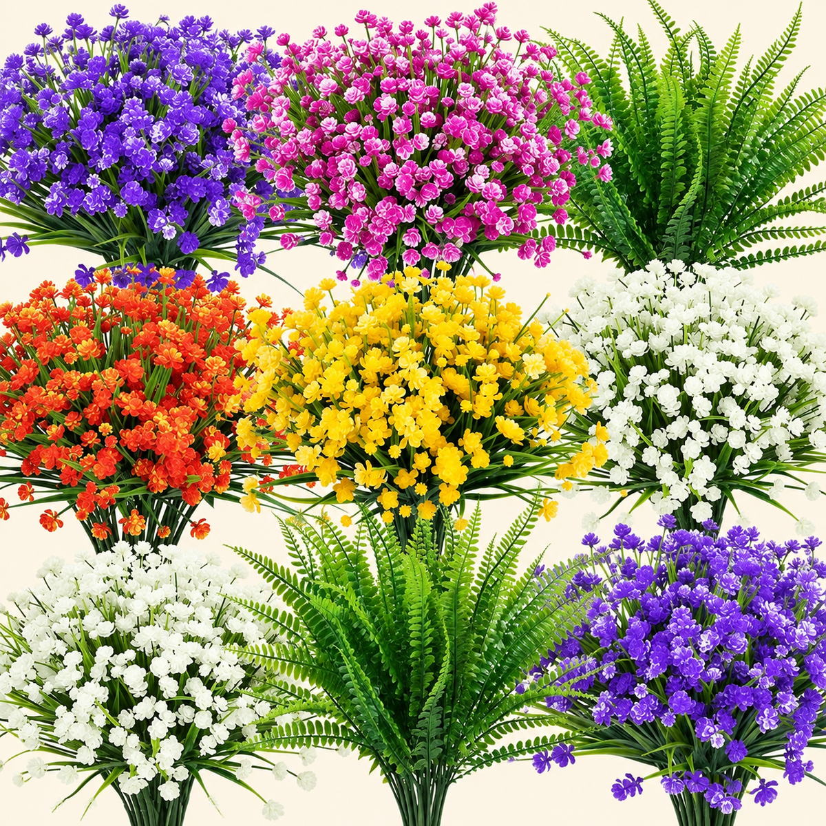 Mixed artificial flower and fern set, 24 bundles - product detail 09