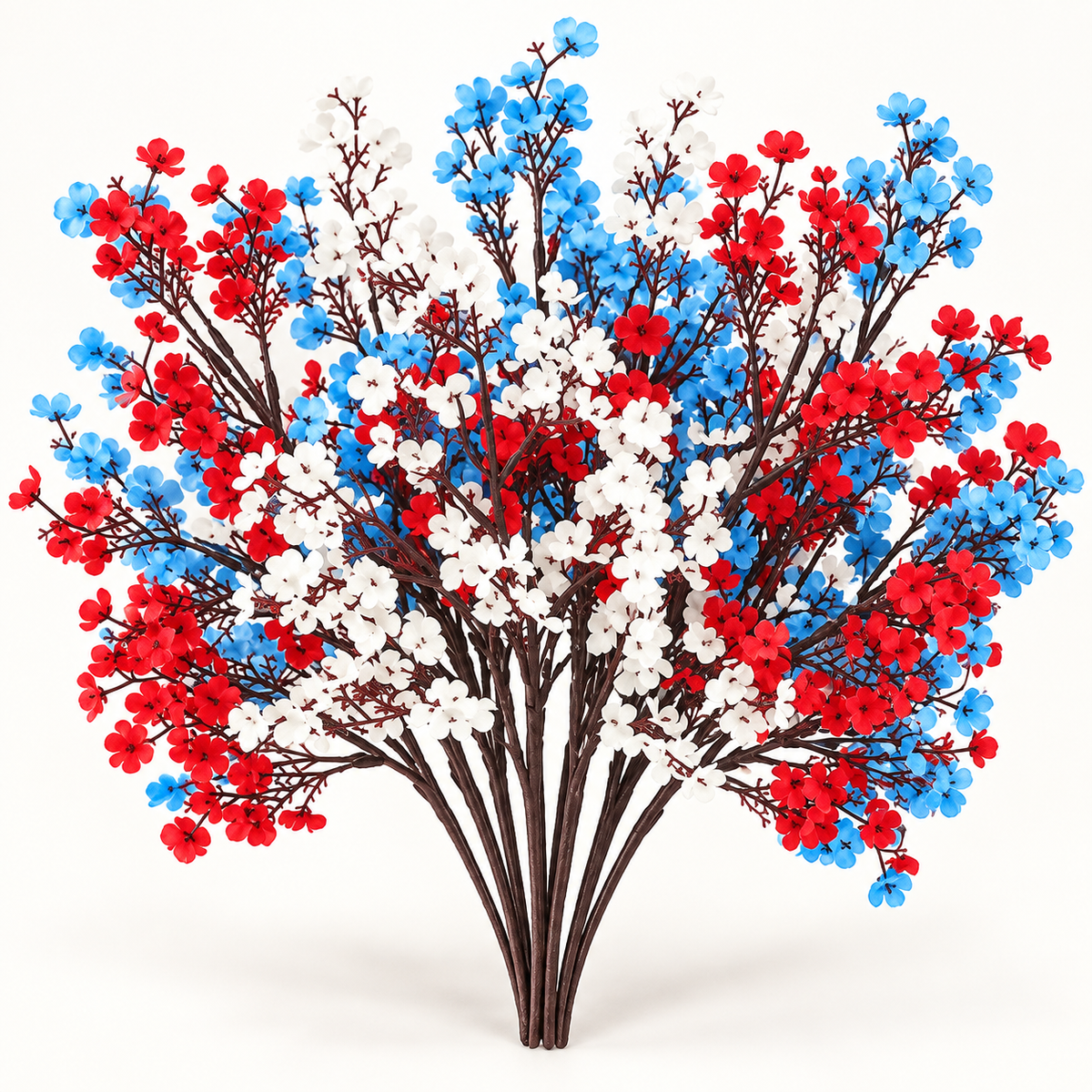 Ten red white and blue artificial baby's breath stems - main product view