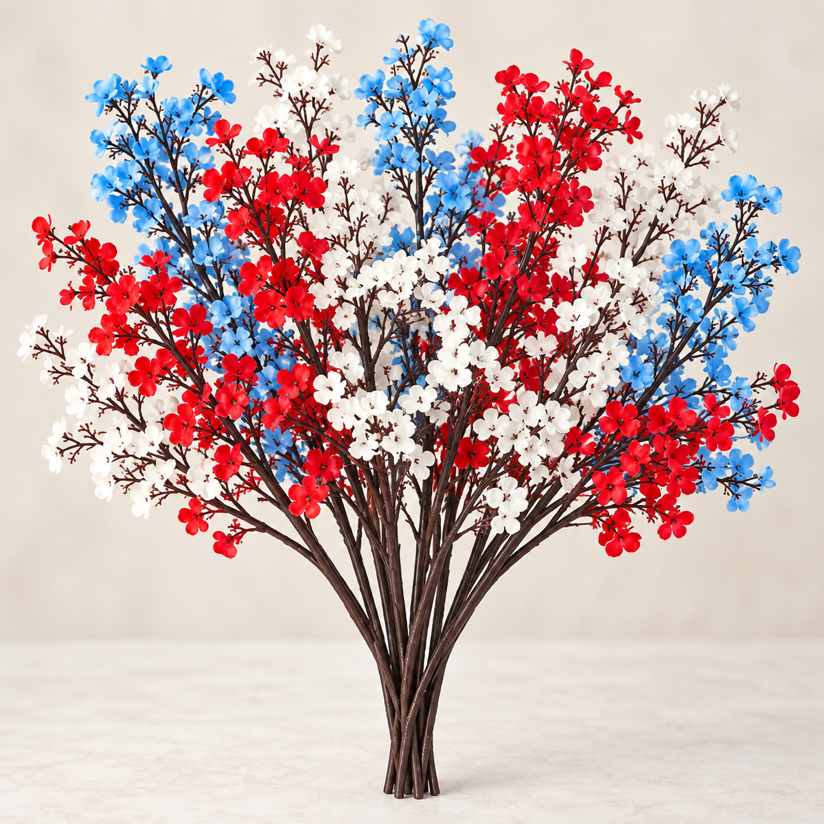 Ten red white and blue artificial baby's breath stems - product detail 02