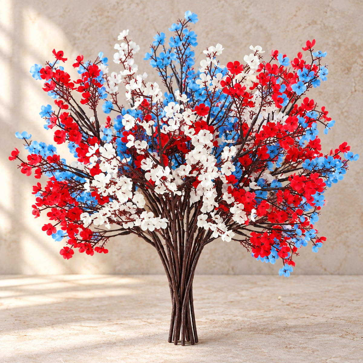 Ten red white and blue artificial baby's breath stems - product detail 03