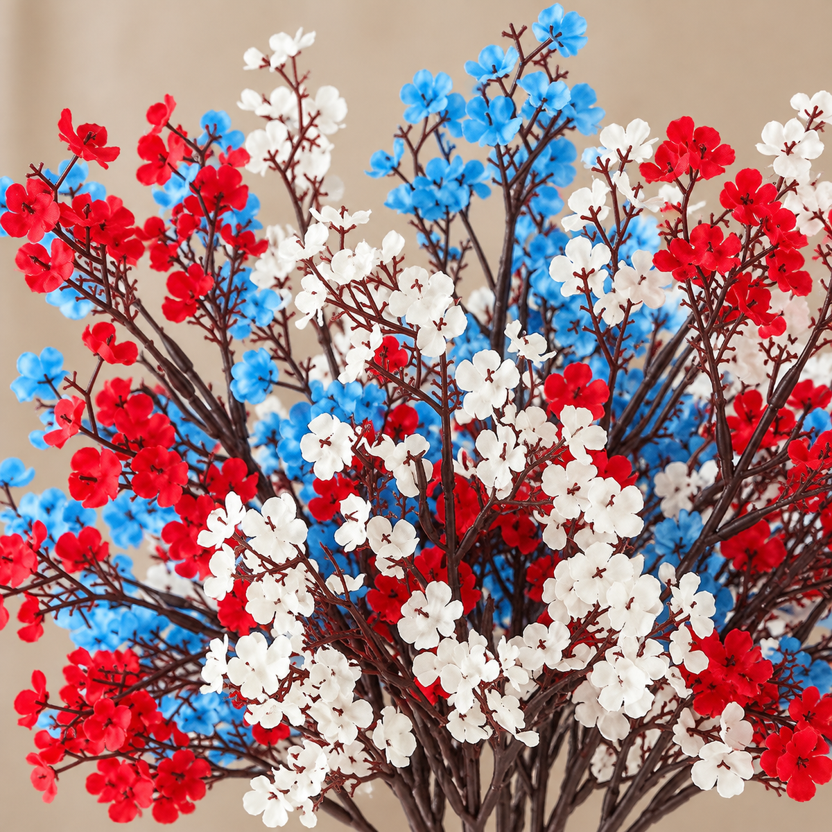 Ten red white and blue artificial baby's breath stems - product detail 04