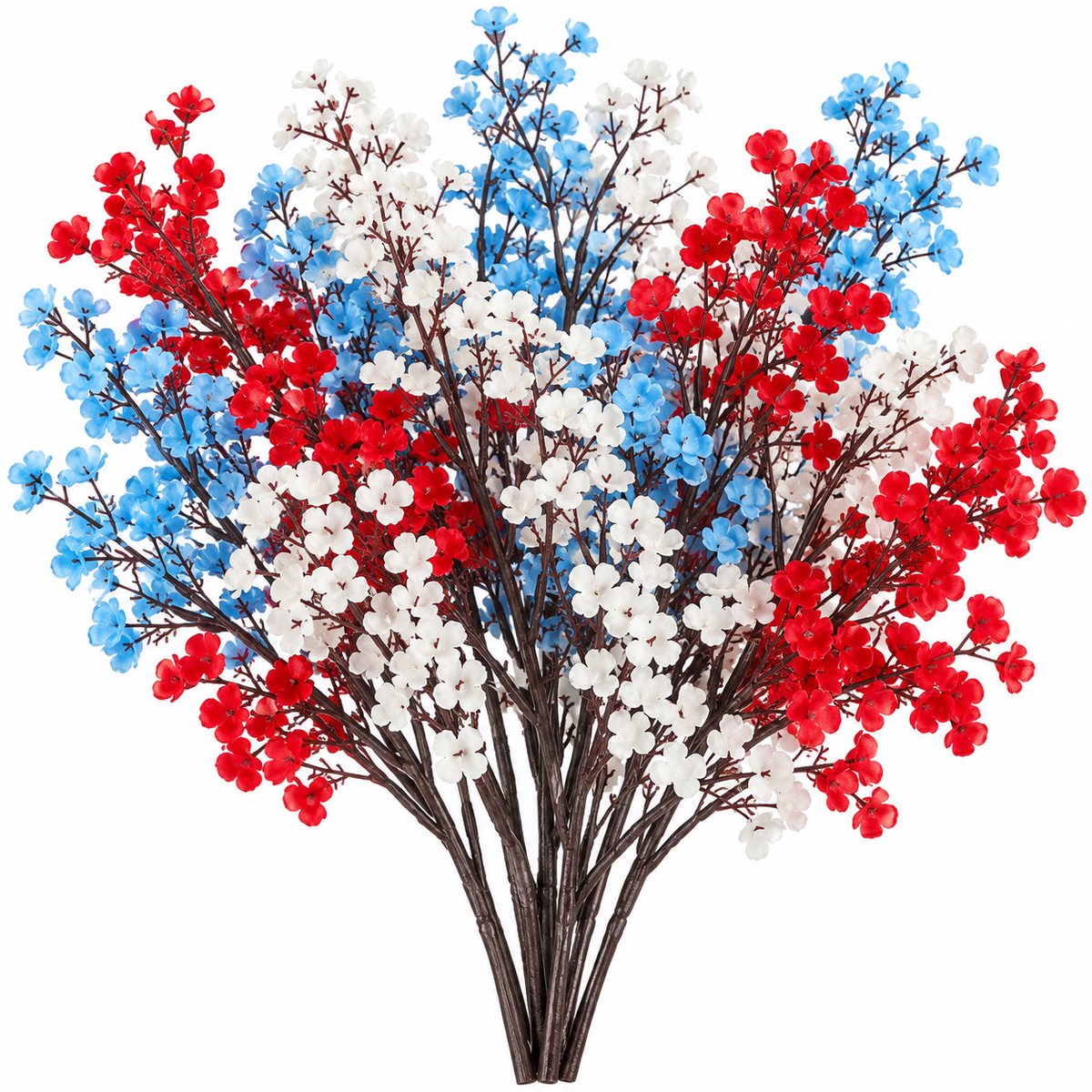 Ten red white and blue artificial baby's breath stems - product detail 05
