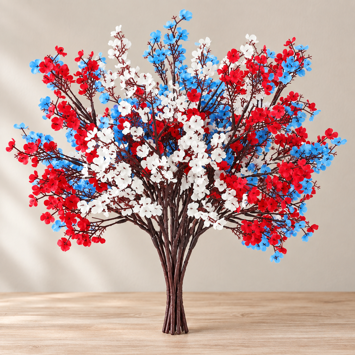 Ten red white and blue artificial baby's breath stems - product detail 07